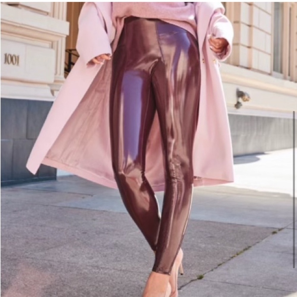 SPANX Faux Patent Leather High Rise Leggings Size Small